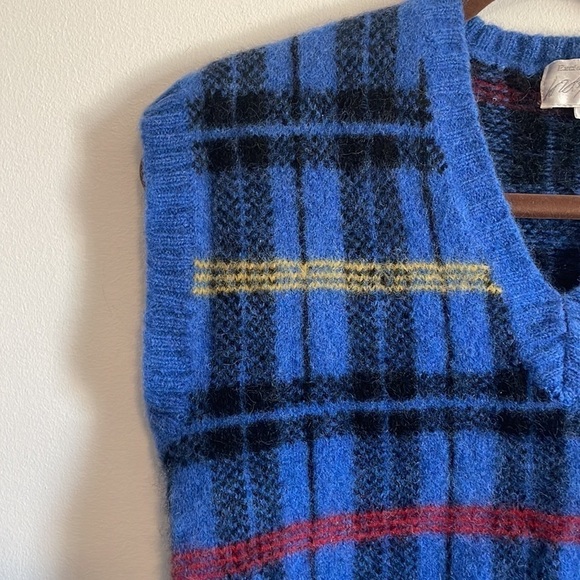 Retro Academia Wool Plaid Sweater Vest Vtg Lord & Taylor Blue Grandpa Eclectic - Picture 6 of 16